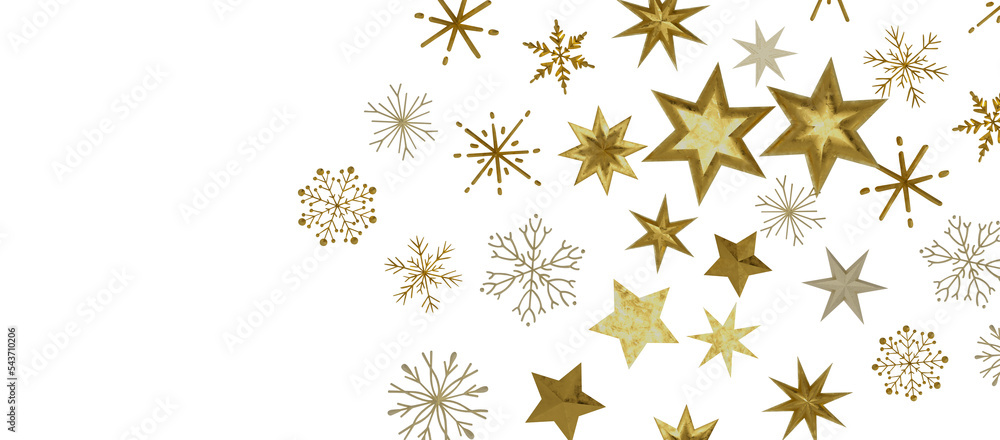 Banner with golden decoration. Festive border with falling glitter dust and stars. Banner with golden decoration. Festive border with falling glitter dust and stars.