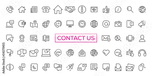 Set of simple Contact us icons for web and mobile app. Social Media network icon call us email mobile signs. Customer service. Contact support sign and symbols