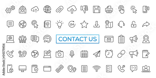 Set of simple Contact us icons for web and mobile app. Social Media network icon call us email mobile signs. Customer service. Contact support sign and symbols