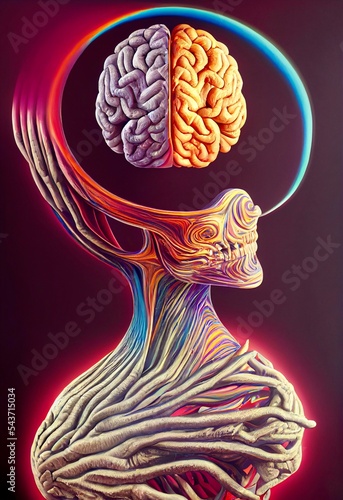 Midjourney abstract render of a human brain
