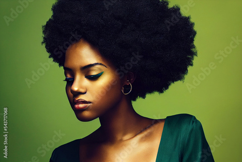 Portrait, black woman, golden skin, gold, African,