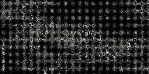 Fotografia Abstract halftone texture with abstract grey stone or rock geometric shapes in black and white, manuscript with dots pattern