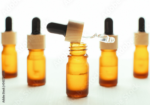 Amber bottle with serum or essential oil