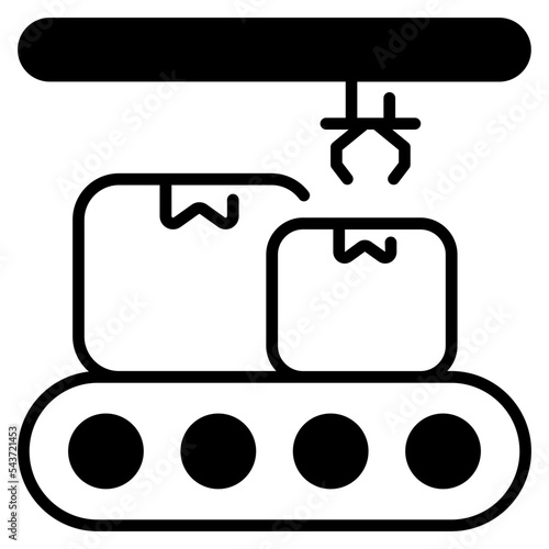 Half solid outline icon related to industry   factory   and cargo 