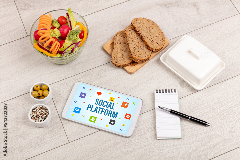 Healthy Tablet Pc compostion, social networking concept