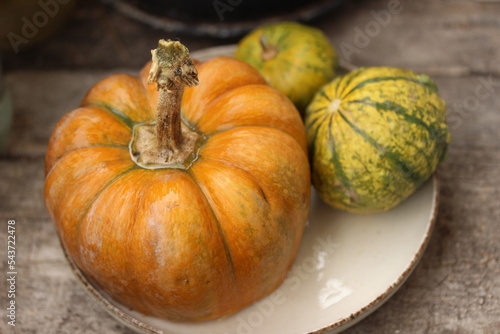 pumpkins on a wooden table