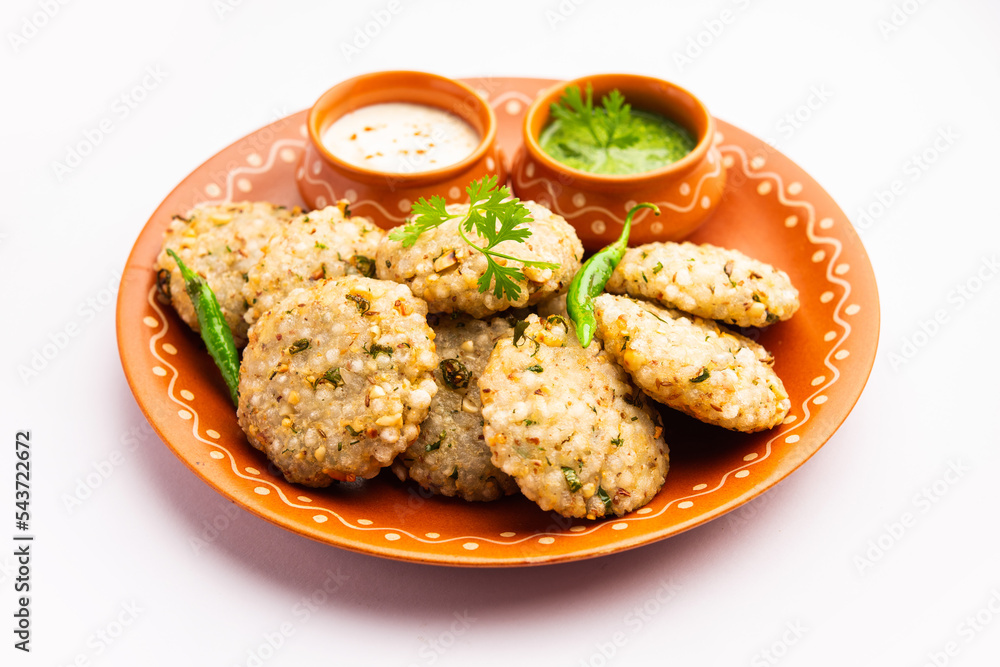 sabudana wada or shabudana vada called in india made from sago and served with chutney