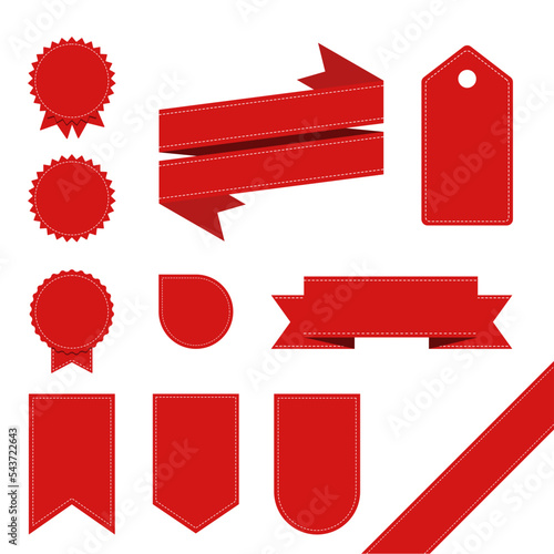Set of blank red sale labels. Vector illustration	