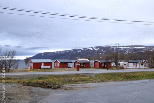 landscape view to Porsangerfjorden at Finnmark, Norway photo