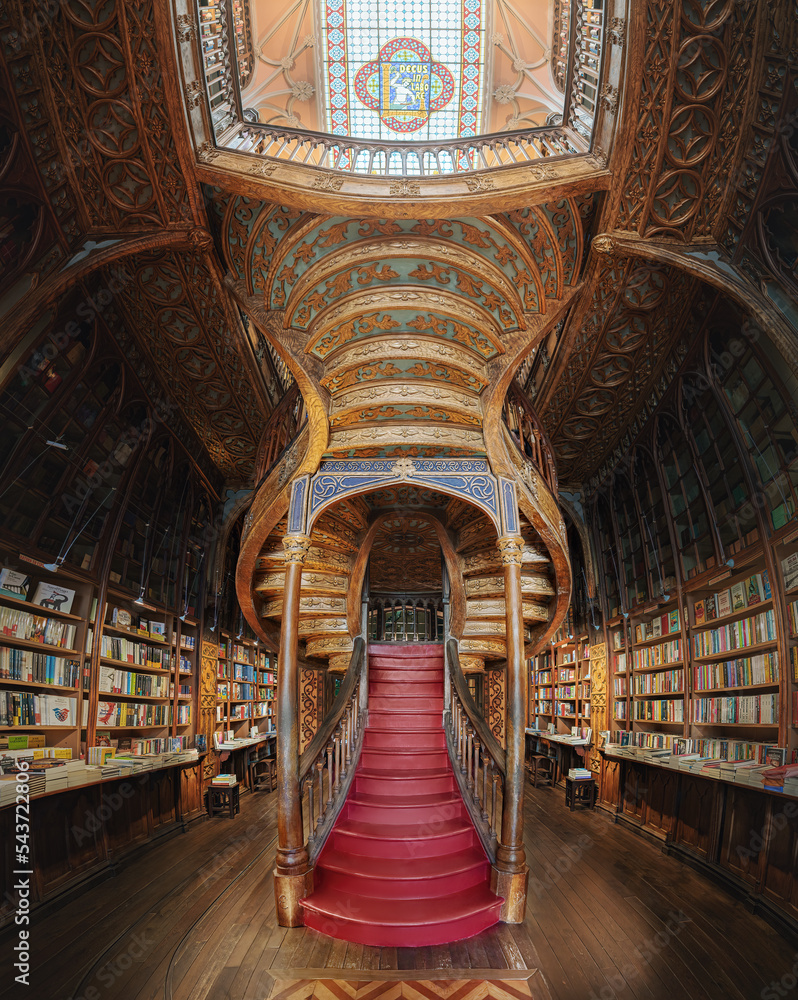 Fototapeta premium Lello Bookstore Interior and its famous staircase - Porto, Portugal