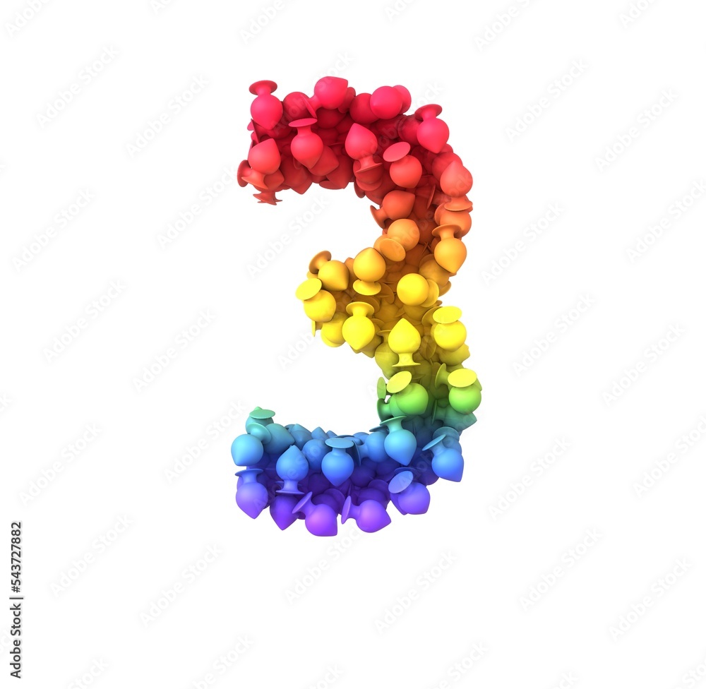 Rainbow Butt Plug Themed Font Number 3 Rainbow Butt Plug Themed Font Number 3