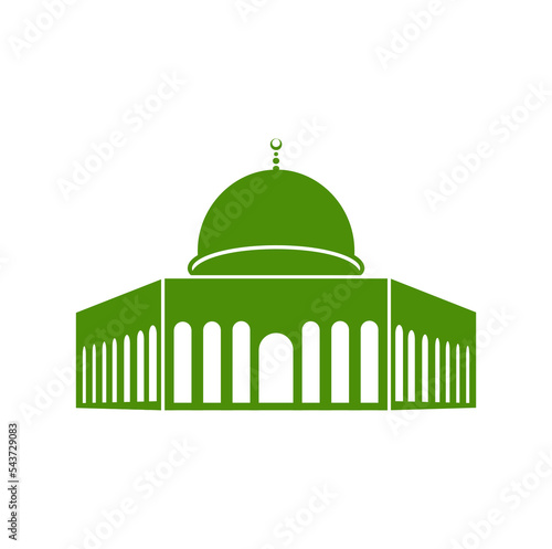 Al-Aqsa Mosque in green color icon. Al-Aqsa Mosque majjid.
