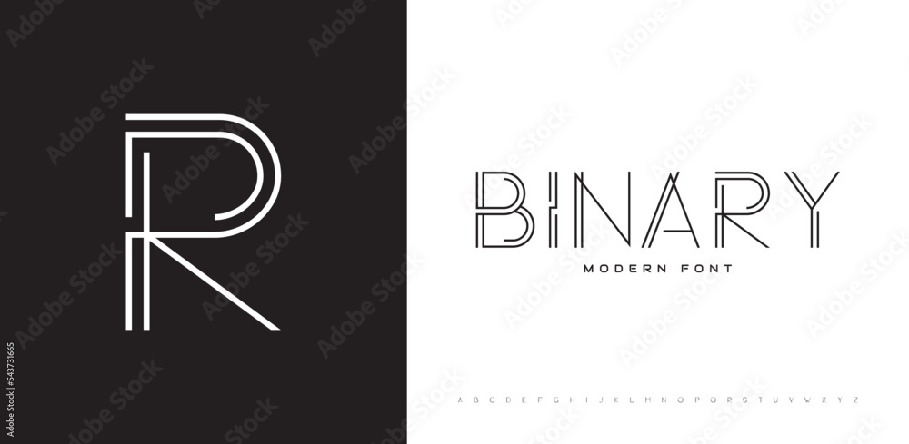 Double line monogram alphabet and tech fonts. Future logo typo. Minimal urban font letter set. Luxury vector typeface for a company. Modern gaming fonts for logo design.