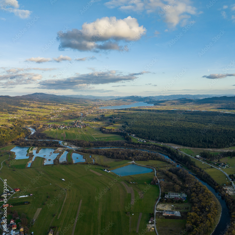 dunajec - lake Czorsztyn in the background - beautiful autumn landscape - weekend rest in nature