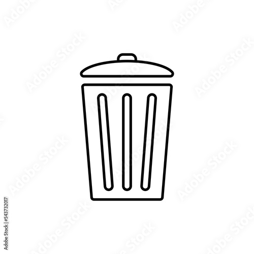 Trash can with lid icon. Container for dumping and storing household and food waste for further vector recycling