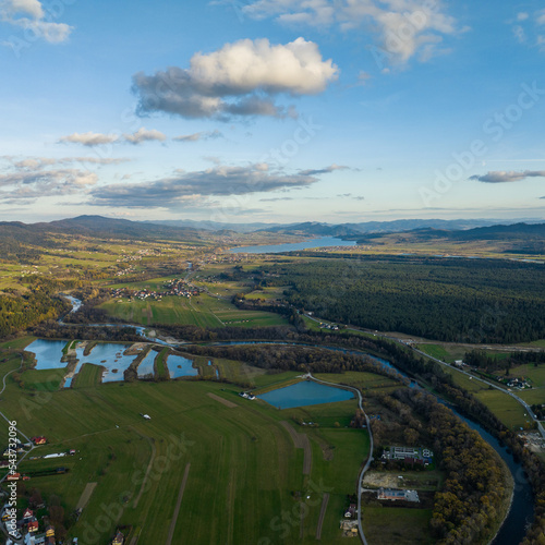 dunajec - lake Czorsztyn in the background - beautiful autumn landscape - weekend rest in nature