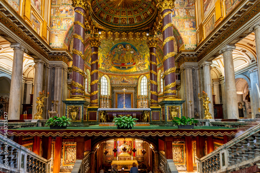 Interiors of Santa Maria Maggiore basilica in Rome, Italy