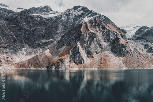 Canvas Print Mountain at a dark lake in Austrian mountains