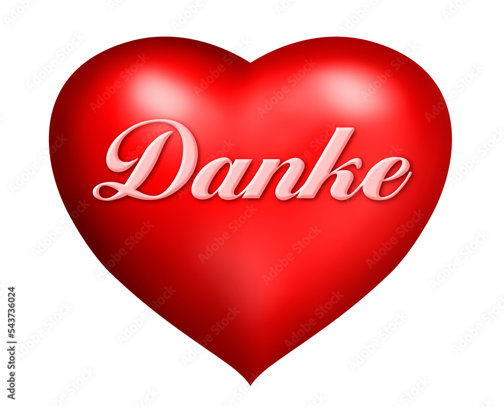 Red heart with writing, danke. Red heart with writing, danke.