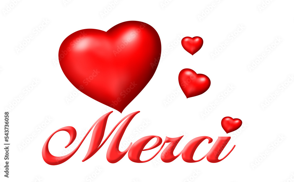 Red hearts with writing, merci.