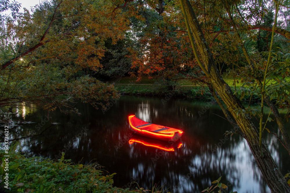 illuminated autumn park Bad Bevensen Germany