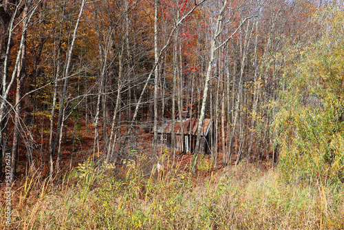 North america fall landscape eastern townships Bromont Quebec province Canada