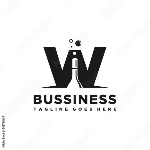 W for wine logo vector design