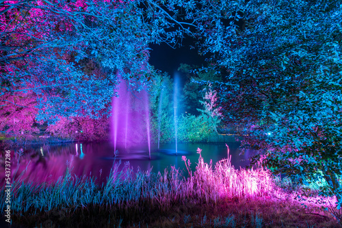 Obraz na płótnie illuminated autumn park Bad Bevensen Germany w salonie