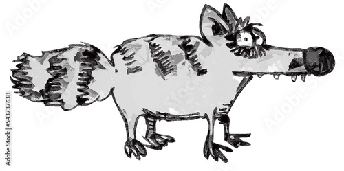 PNG illustration with a transparent background cartoon of a raccoon 