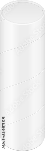 White Cardboard Paper Tube Cilinder Box Container Packaging. Food, Gift Products. Illustration Isolated On White Background. Mock Up Template Ready For Your Design. Product Packing Vector EPS10