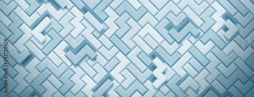 Abstract background made of tetris blocks in light blue colors