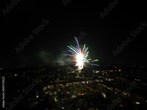 Drone photography of Fireworks above Starbeck in Harrogate photo