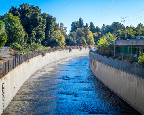 The Los Angeles River as it meanders through Studio City in Los Angeles, CA.