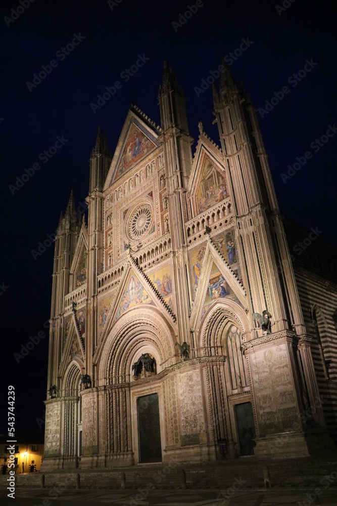 Cathedral of Santa Maria Assunta in Orvieto at night, Umbria Italy