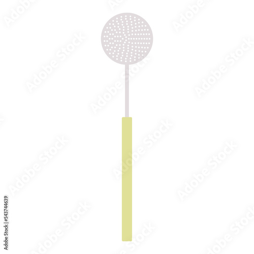Skimmer with yellow handle isolated on white background. Flat kitchenware. Simple vector illustration