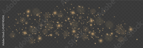 Yellow sparks glitter special light effect. Vector sparkles on transparent background. Sparkling magic dust particles.