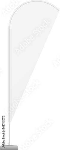 Mockup White Outdoor Teardrop Blade Feather Flag, Stander Advertising Banner Shield. Illustration Isolated On White Background. Mock Up Template Ready For Your Design. Product Packing Vector EPS10