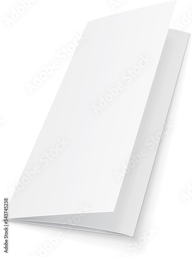 Mockup Blank Trifold Paper Leaflet, Flyer, Broadsheet, Flier, Follicle, Leaf A4 With Shadows. On White Background Isolated. Mock Up Template Ready For Your Design. Vector EPS10