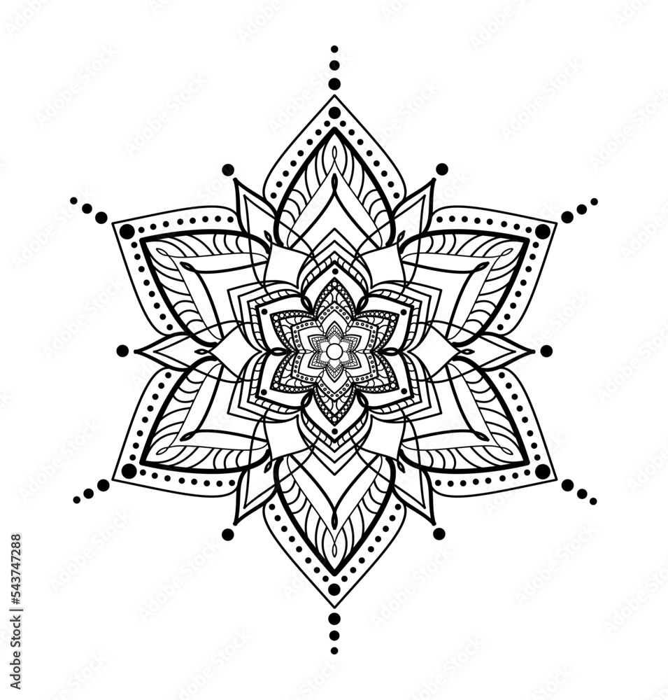 Outline mandala Mehendi tattoo.Coloring book decorative round ornament