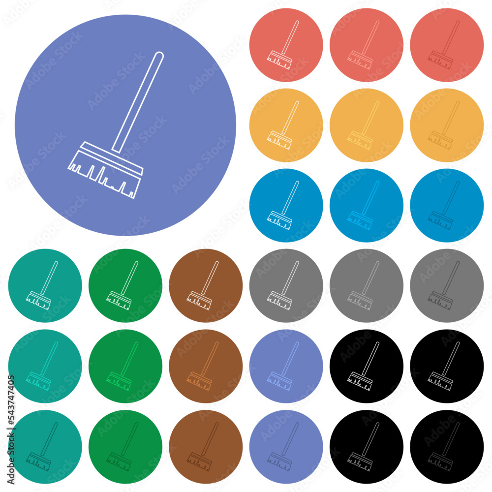 Household broom outline round flat multi colored icons Household broom outline round flat multi colored icons
