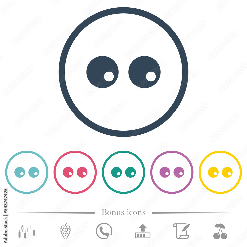 Watching eyes solid flat color icons in round outlines Watching eyes solid flat color icons in round outlines