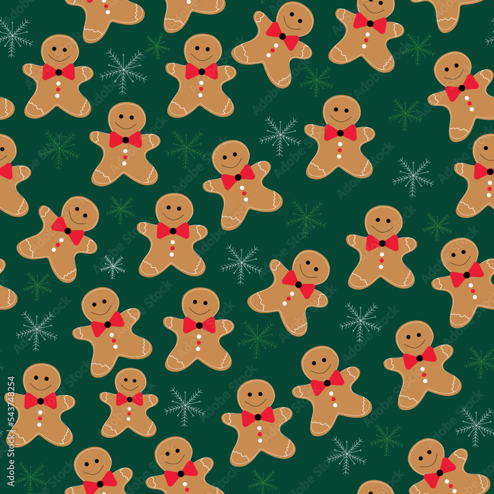 Seamless christmas pattern with gingerbread man