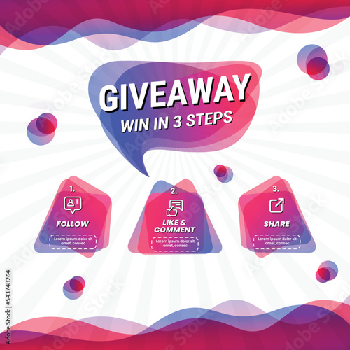 Giveaway quize contest for social media feed. template giveaway prize win competition follow the steps below