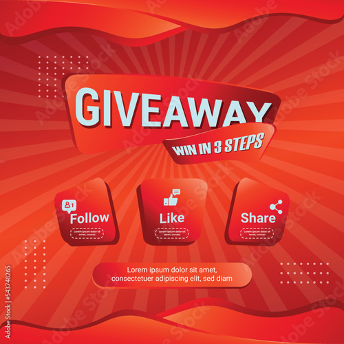 Giveaway quize contest for social media feed. template giveaway prize win competition follow the steps below