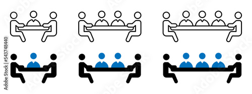 Conjunto de iconos de reunión de negocios. Grupo de personas, trabajo en quipo. Concepto de negociación. Ilustración vectorial