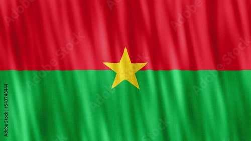 Burkina Faso National Flag. Seamless loop animation closeup waving. photo