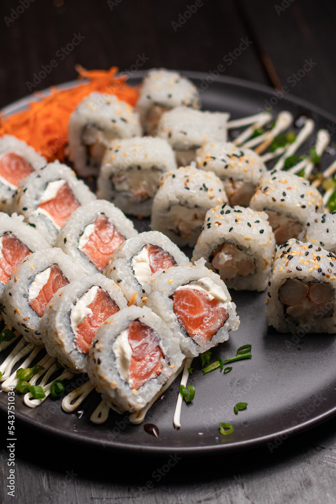 Sushi food with black background Sushi food with black background
