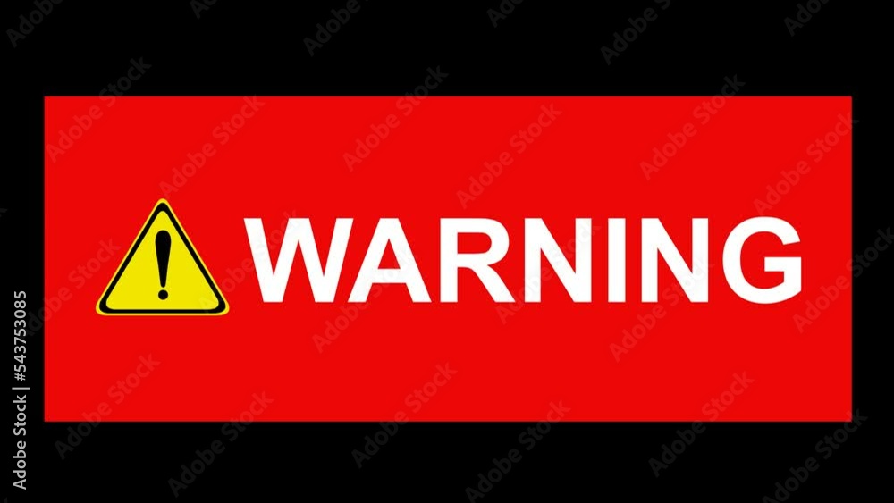 Animation of a billboard with a warning text and an alert icon, on a ...