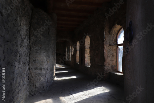 Georgia, Kakheti - November 2021:  Nekresi Monastery near the Alazani Valley. Wine cellar with old qvevris. Ancient walls of the monastery photo