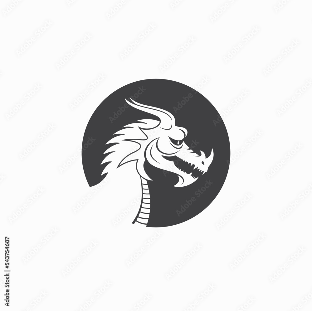 illustration of dragon head, vector art. illustration of dragon head, vector art.